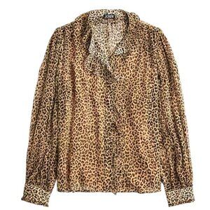 NWT JCrew Leopard Print Blouse Shirt Size 2